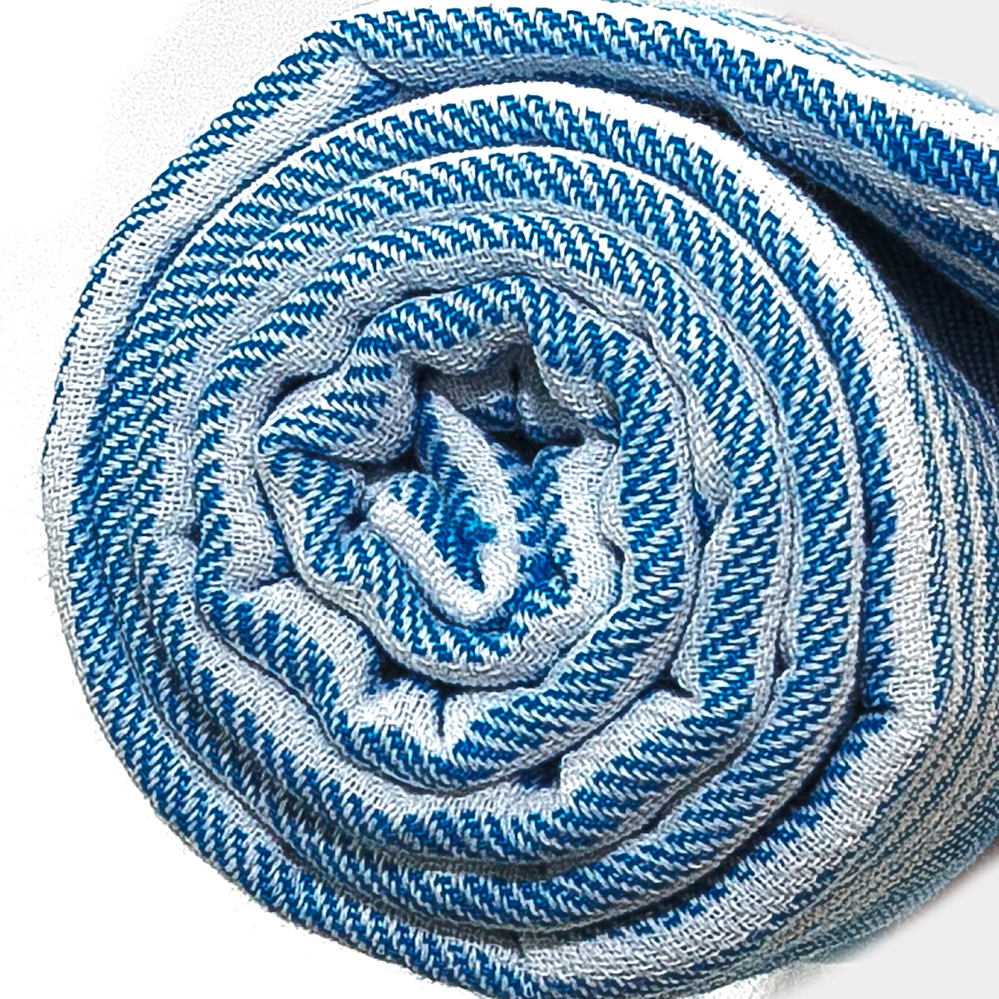 close-up of embroidered emblem on denim
